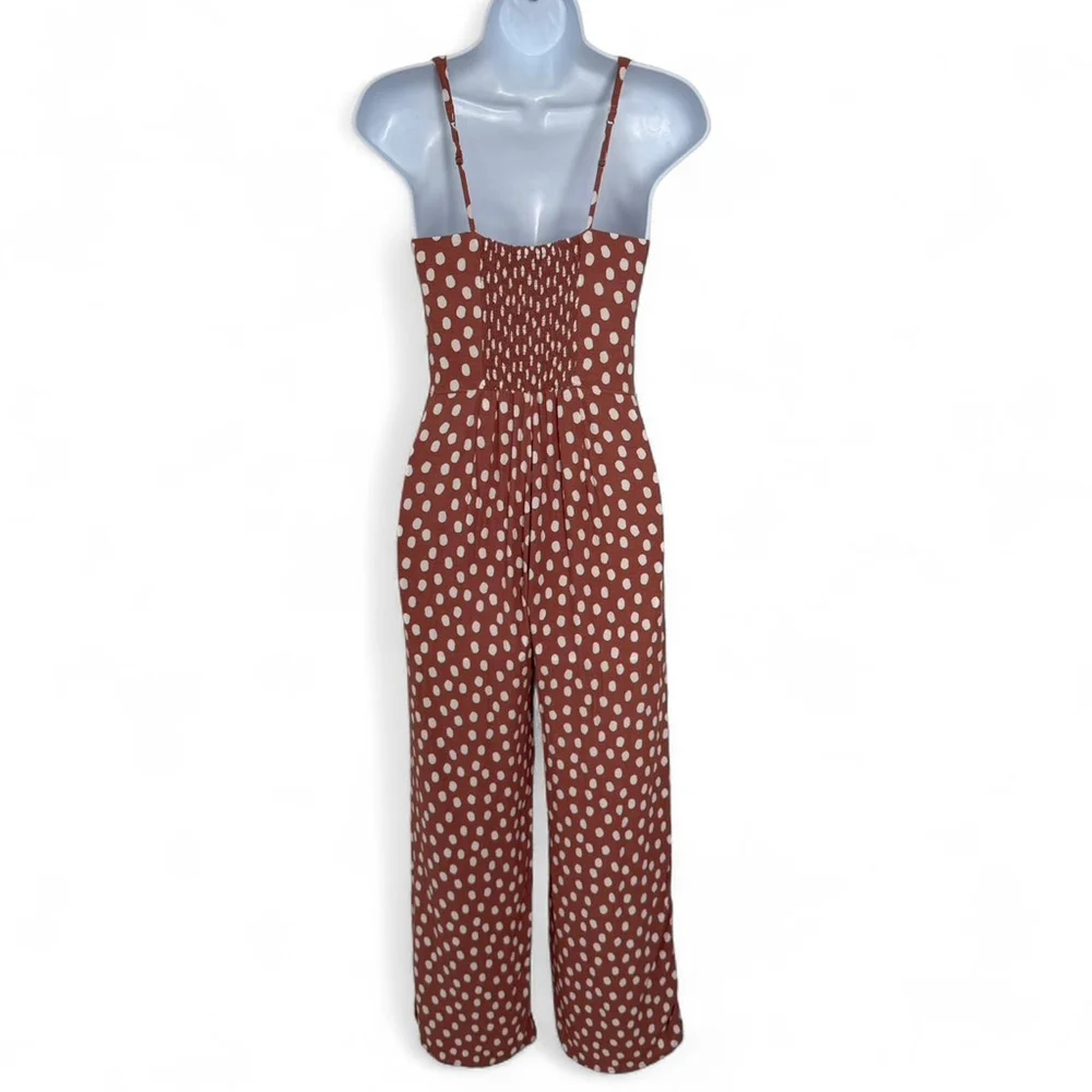 Abercrombie & Fitch Cinched Front Dusty Pink Polka Dot Jumpsuit - Size XS
